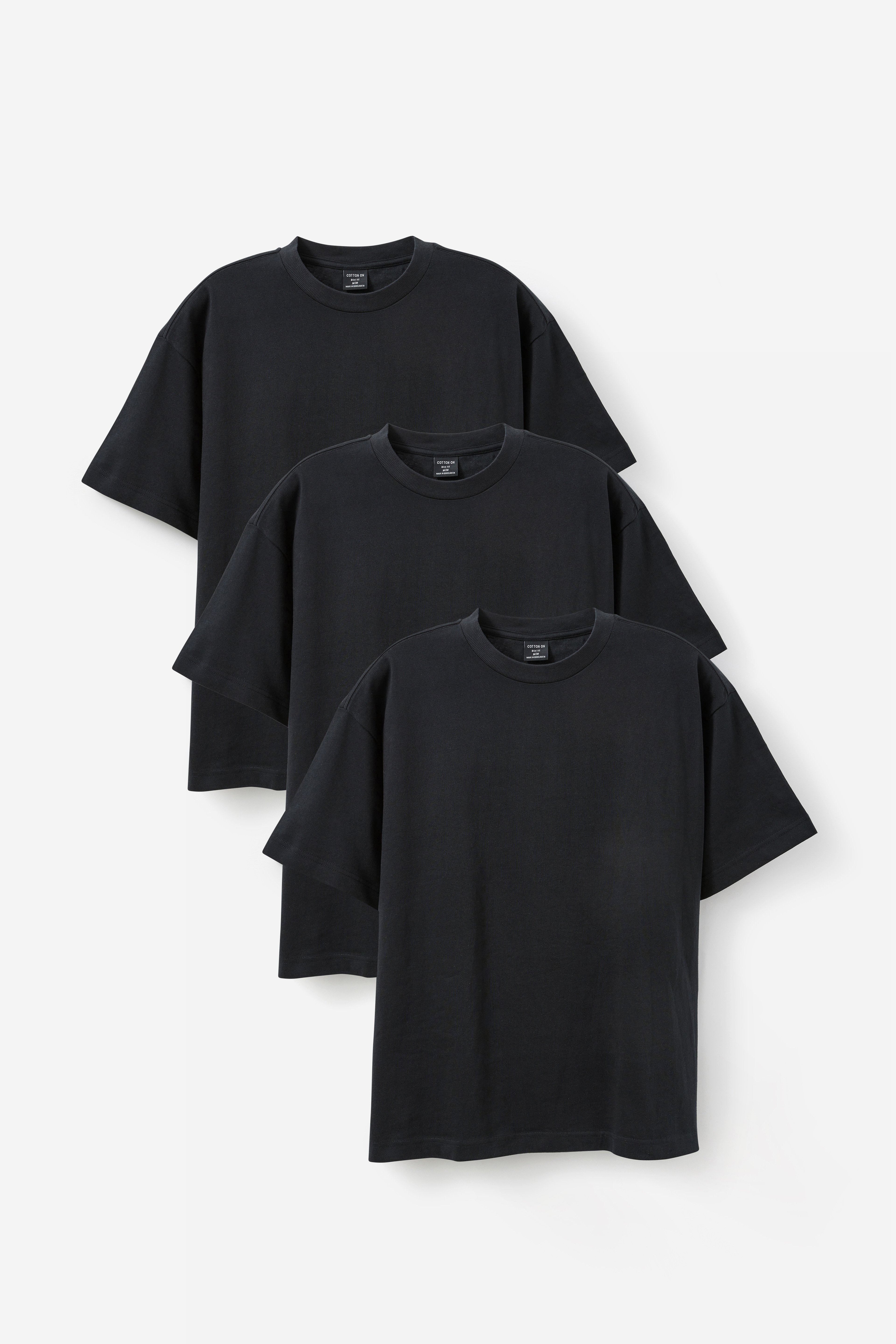 3 Pack Box Fit T-Shirt - Black, 